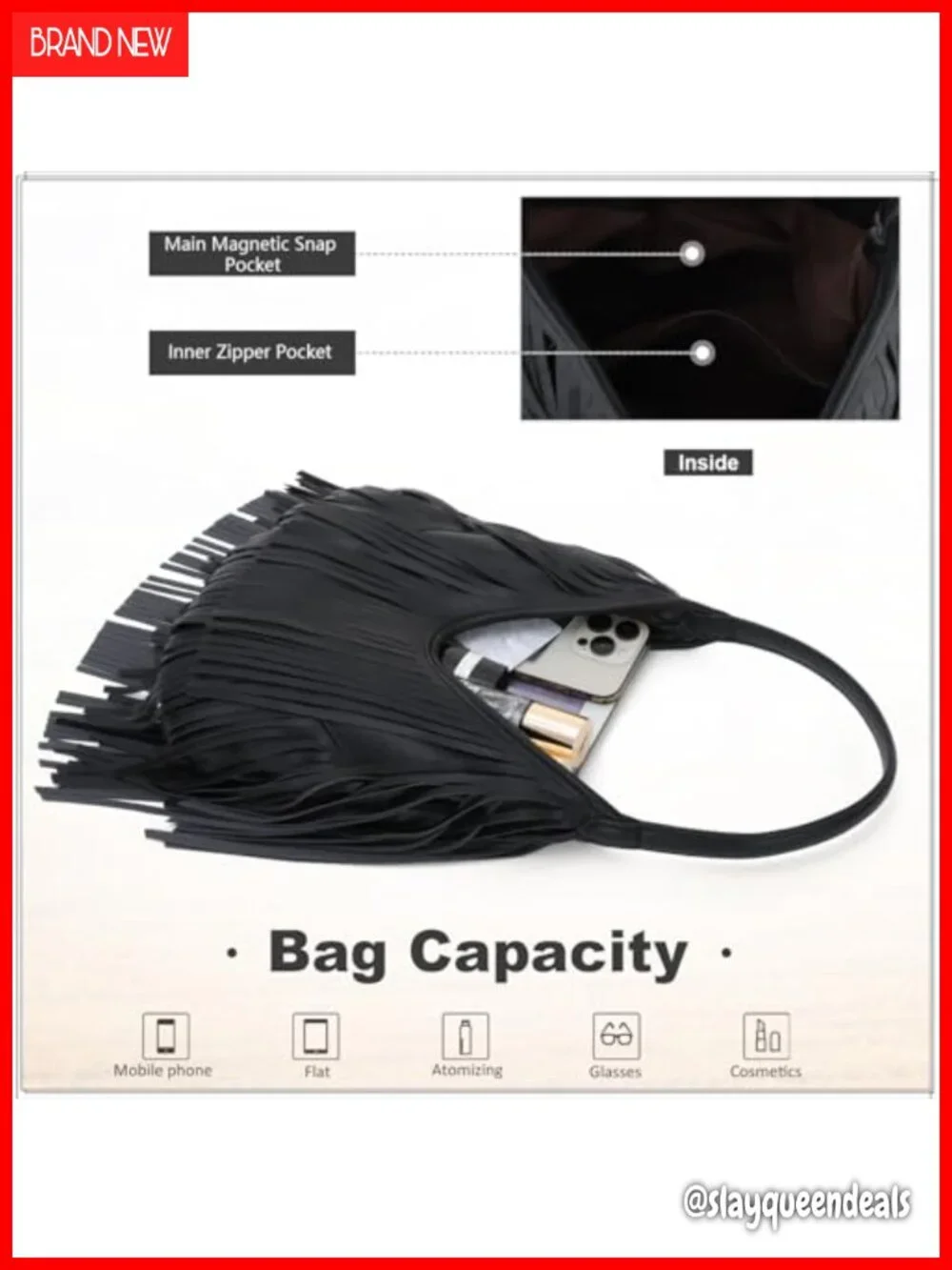 Faux Leather Fringe Hobo Purse Vintage Western Tassel Shoulder Bag